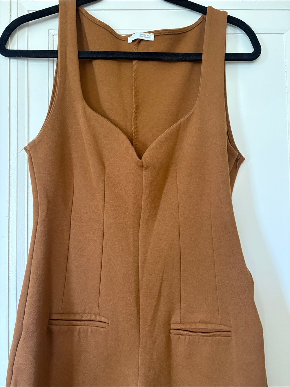 Zara Stretch Knit Sleeveless Brown Wide-Leg Jumpsuit Large - Picture 4 of 8